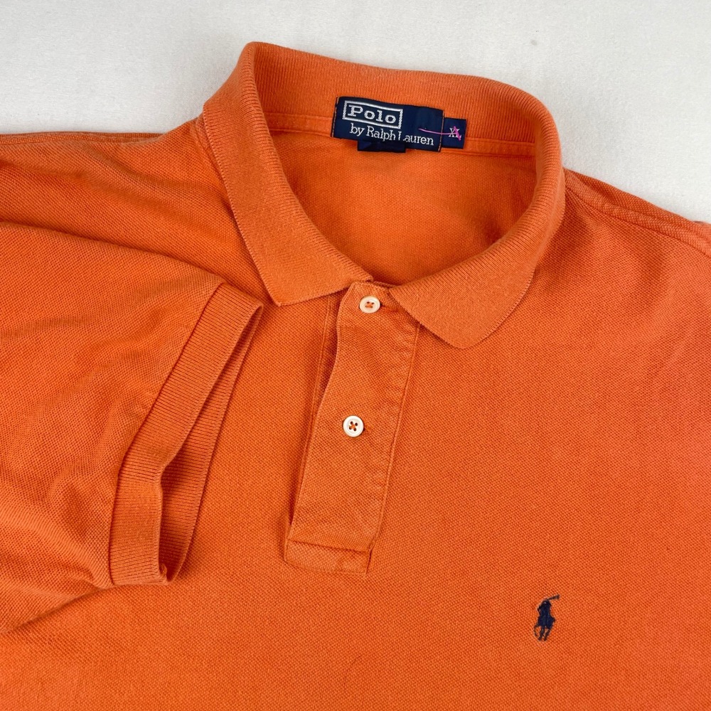 Polo Ralph Lauren Mens XL Orange Short Sleeve Cotton Pique Pony Logo Polo Shirt